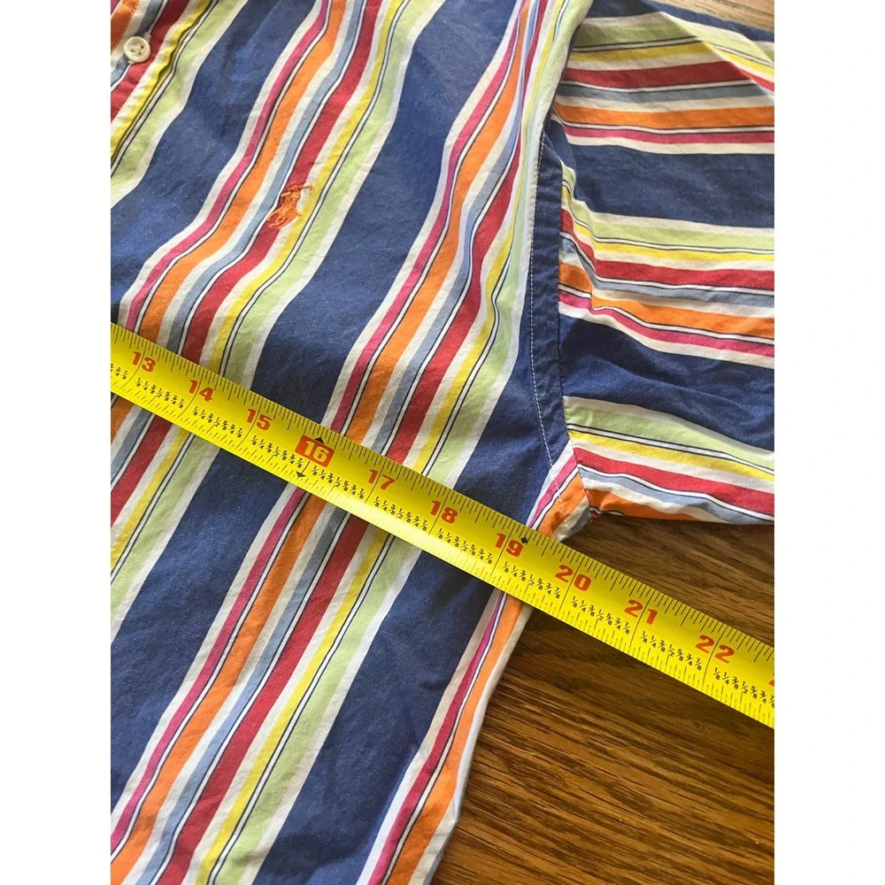 Ralph Lauren Kids XL 20 Multi Color Striped Button Down Shirt Long Sleeve Cotton